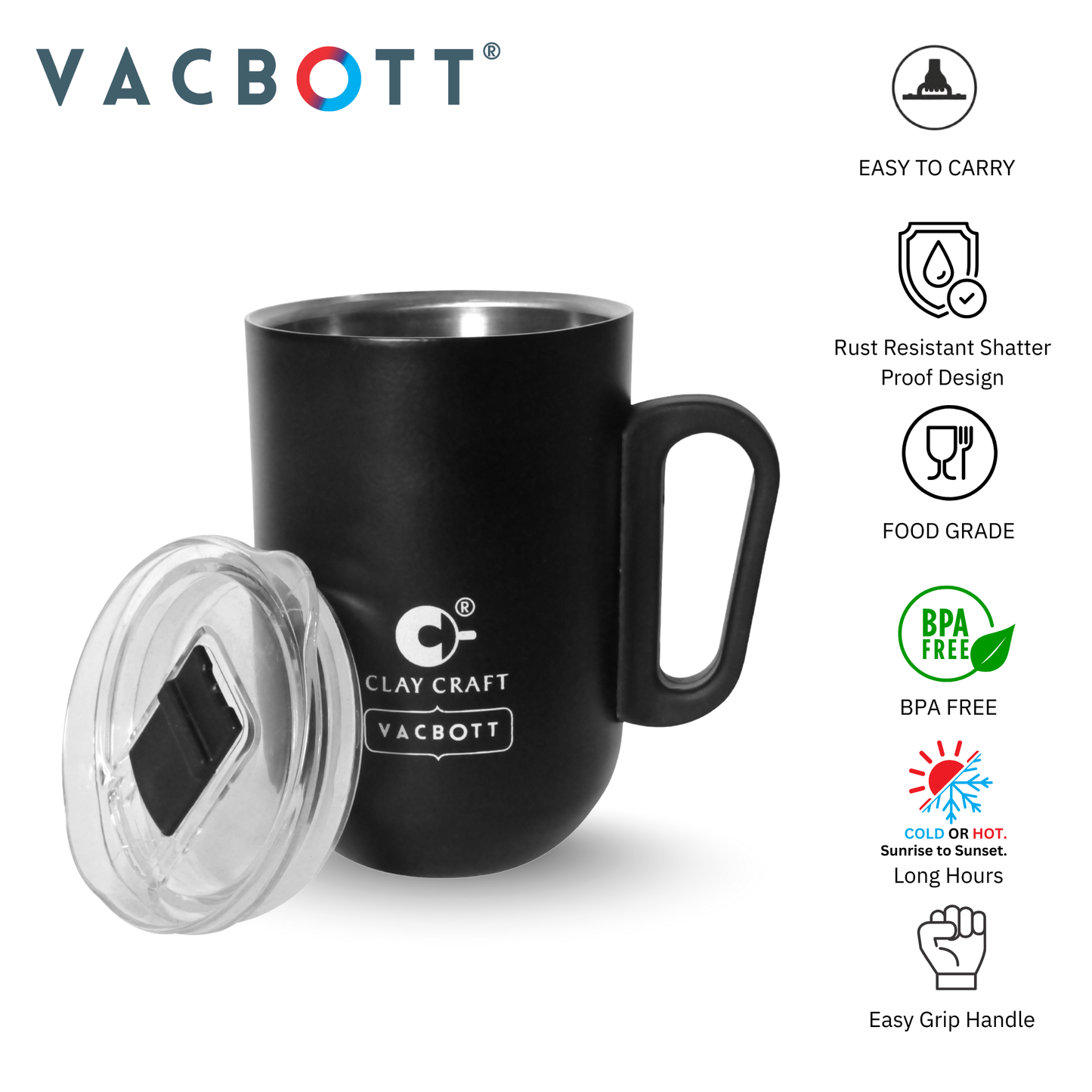 Vacbott Dallas Stainless Steel Double Walled Travel Mug