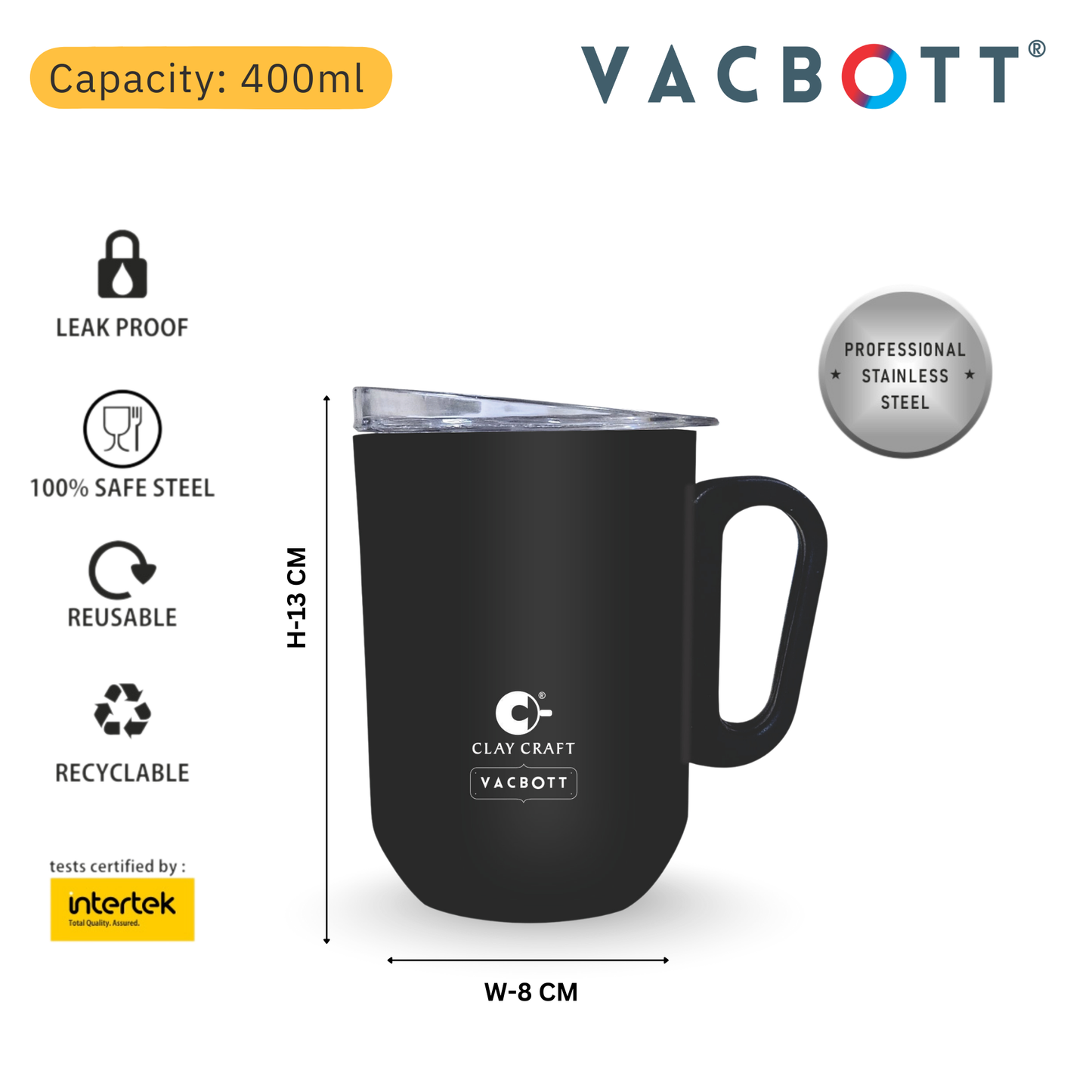 Vacbott Dallas Stainless Steel Double Walled Travel Mug
