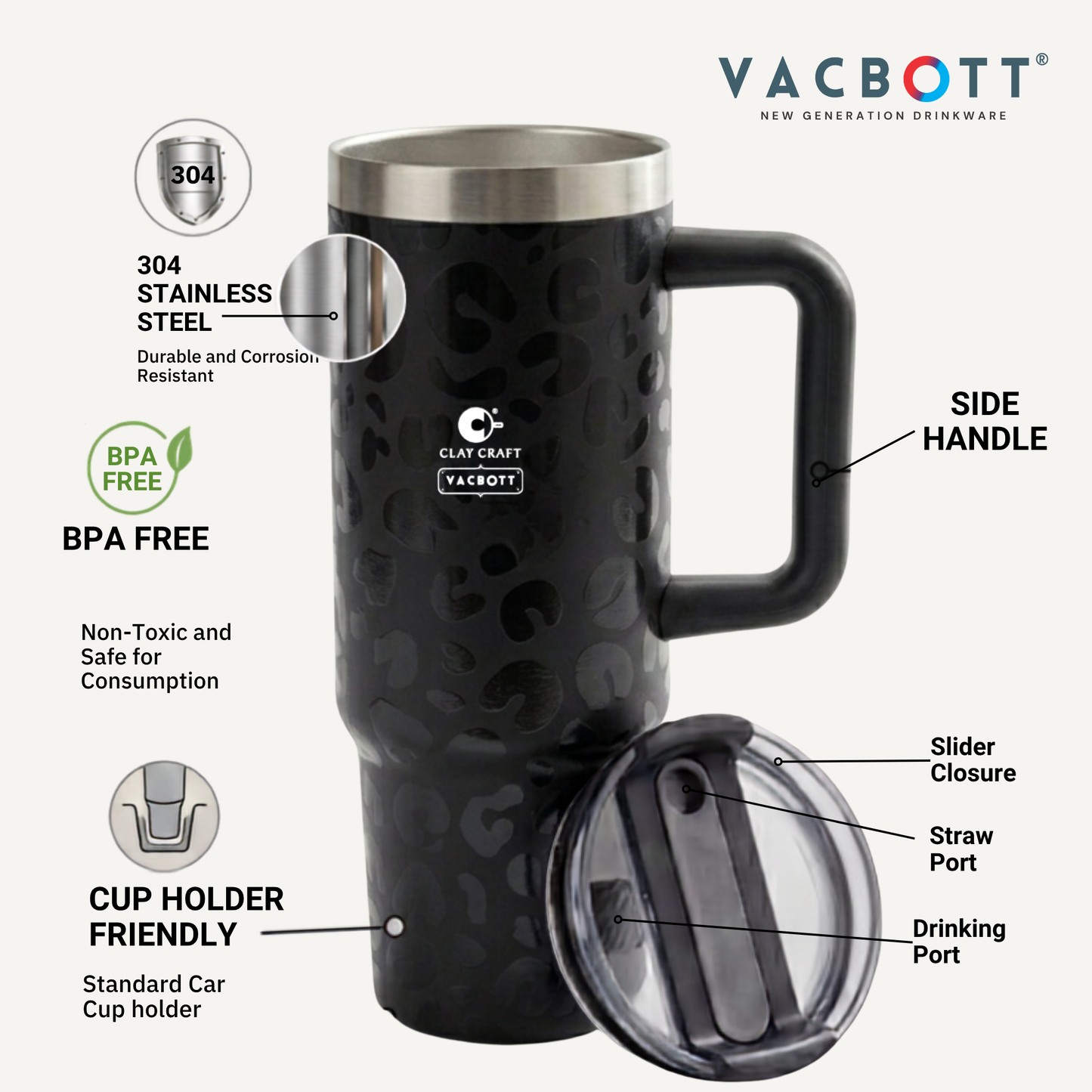 Vacbott Vacuum EverSip® Tactile Tumbler, 900 ml