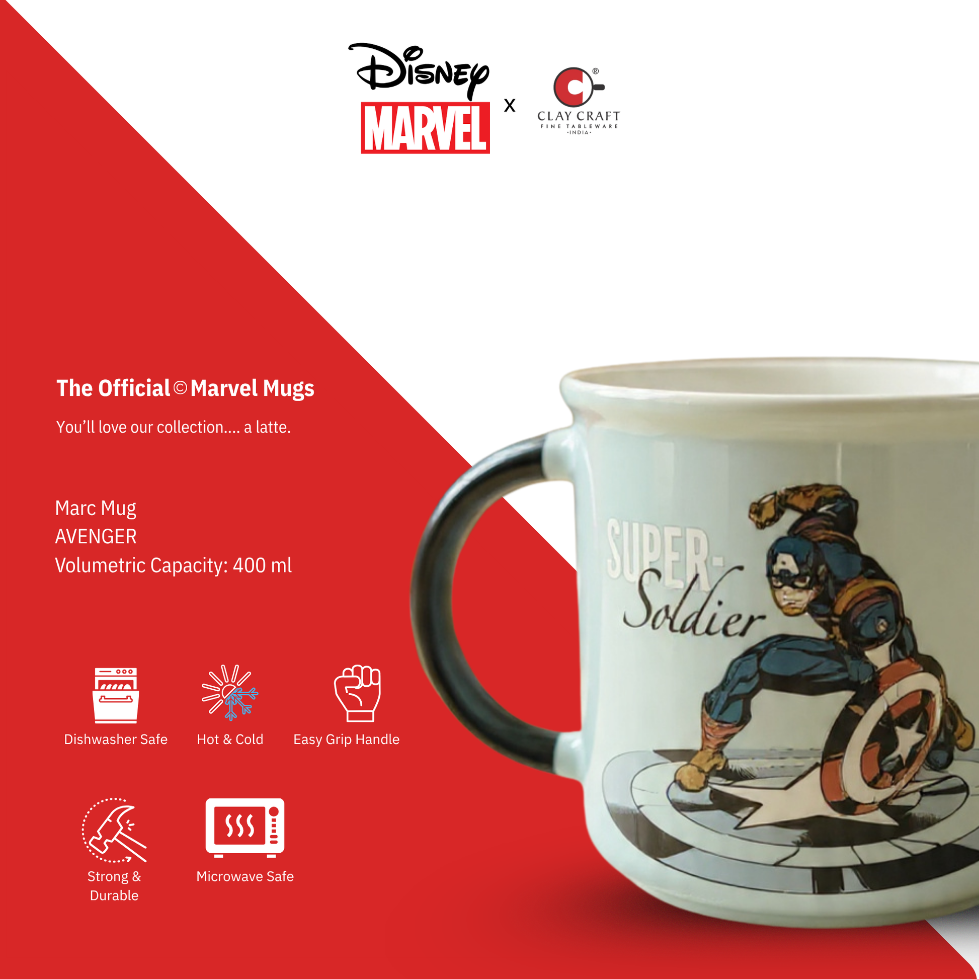 Disney Avengers Super Soldier Pebble Coffee & Milk Mug – 1 Piece view 4