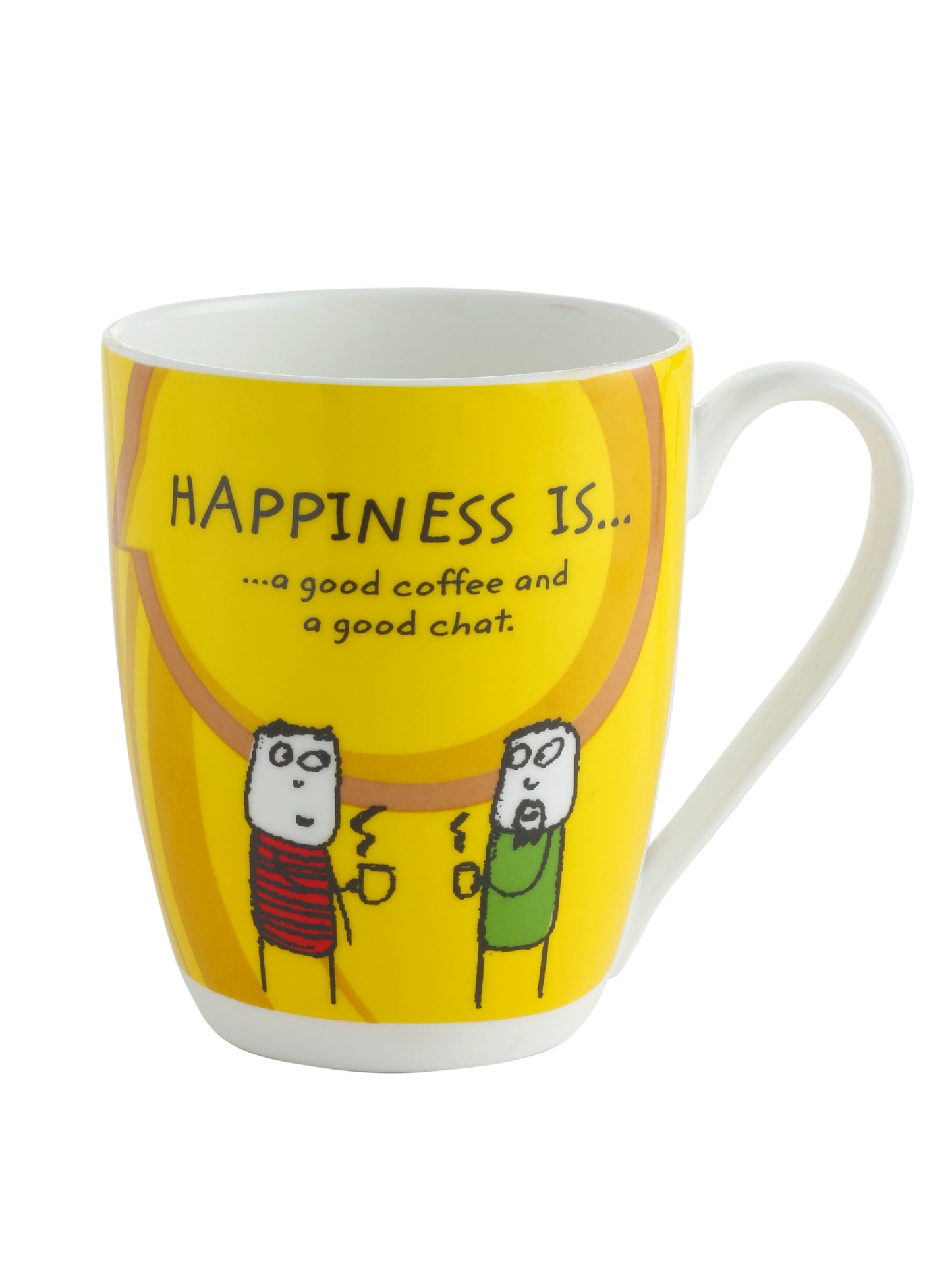 Happiness Is... Oxford Big Coffee & Milk Mug 310ml, Set of 4
