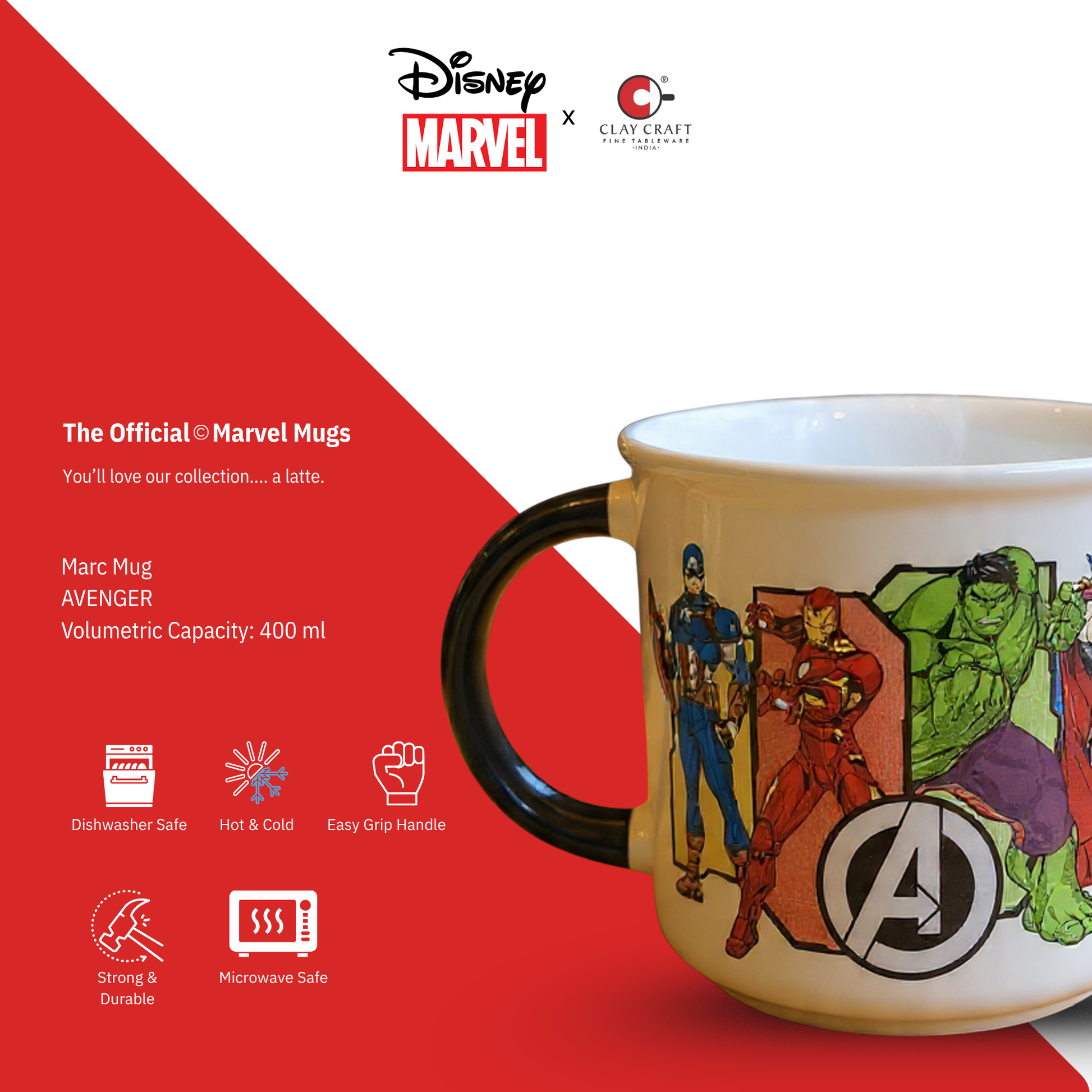 Disney Marvel Avengers Assemble Pebble Coffee & Milk Mug – 1 Piece view 5