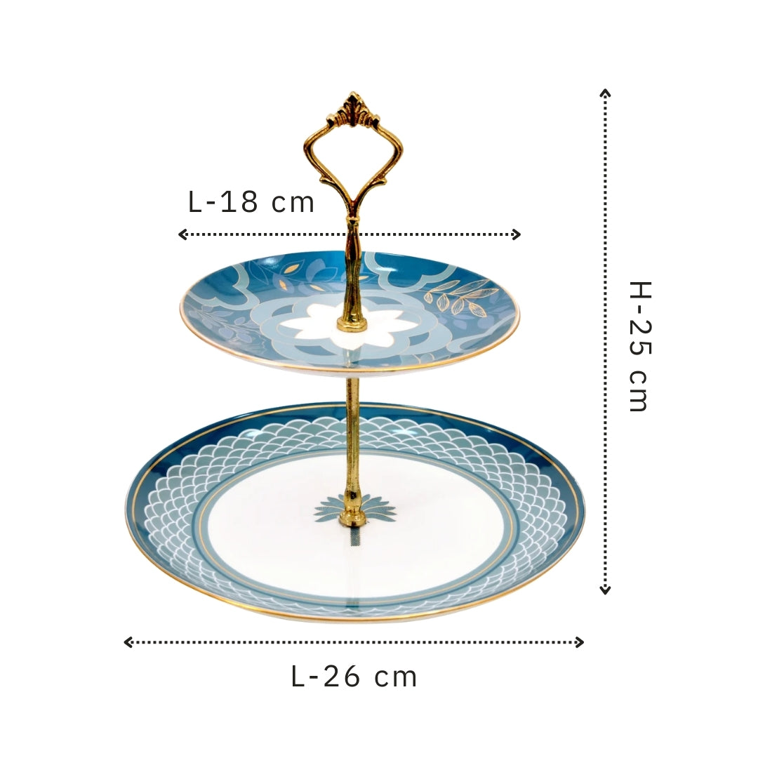India Circus Oceanic Opulence Two Tier Cake Stand, 1 piece