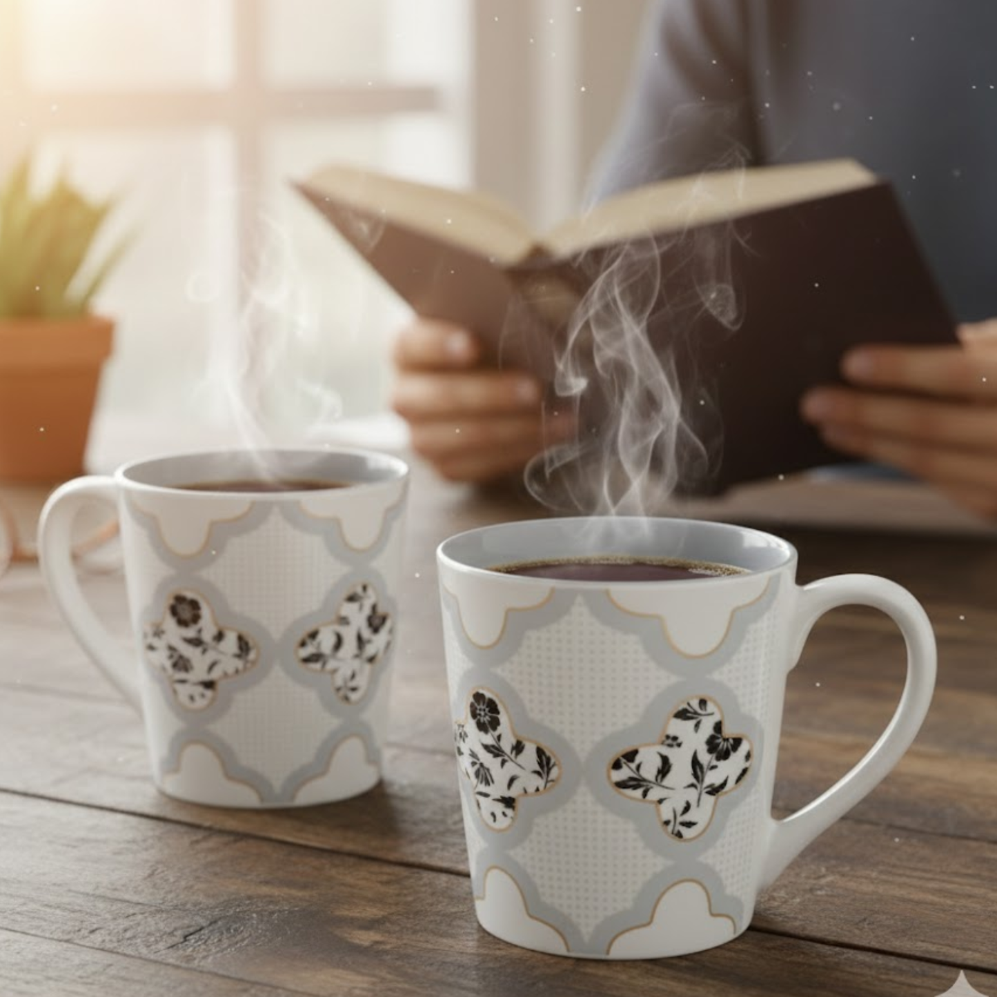 Clay Craft Lucas Pebble Grey Porcelain Mug  Set of 2, 350 ml Perfect for Tea, Coffee & Milk