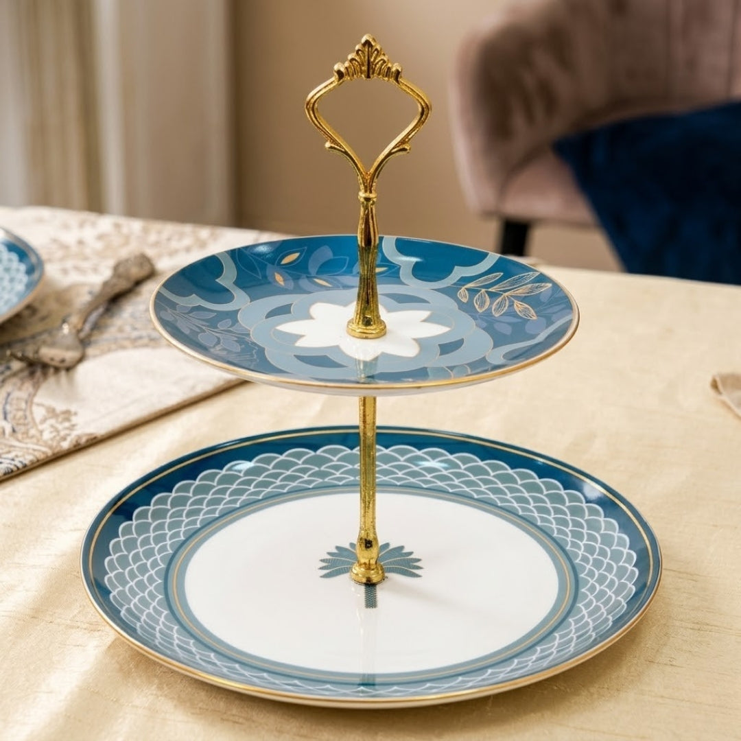 India Circus Oceanic Opulence Two Tier Cake Stand, 1 piece