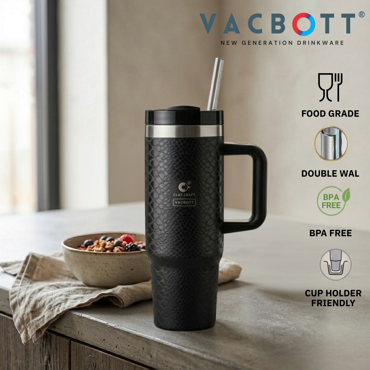 Vacbott Vacuum EverSip® Tactile Tumbler, 900 ml