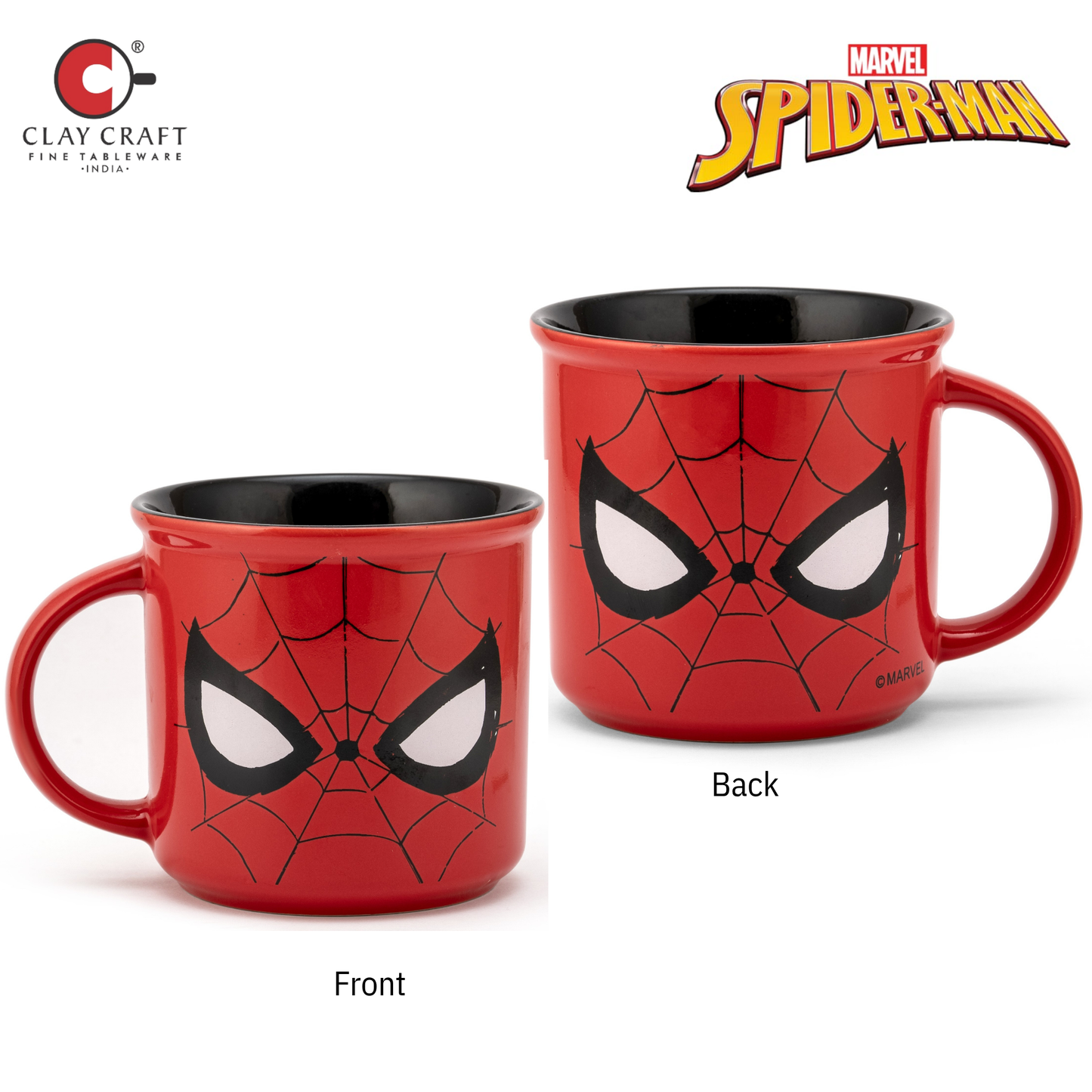 Marvel Spider-Man Pebble Ceramic Coffee & Milk Mug, Red & Black, 400ml