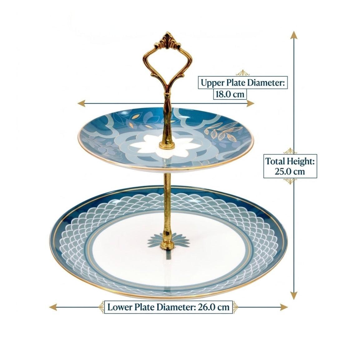 India Circus Oceanic Opulence Two Tier Cake Stand, 1 piece