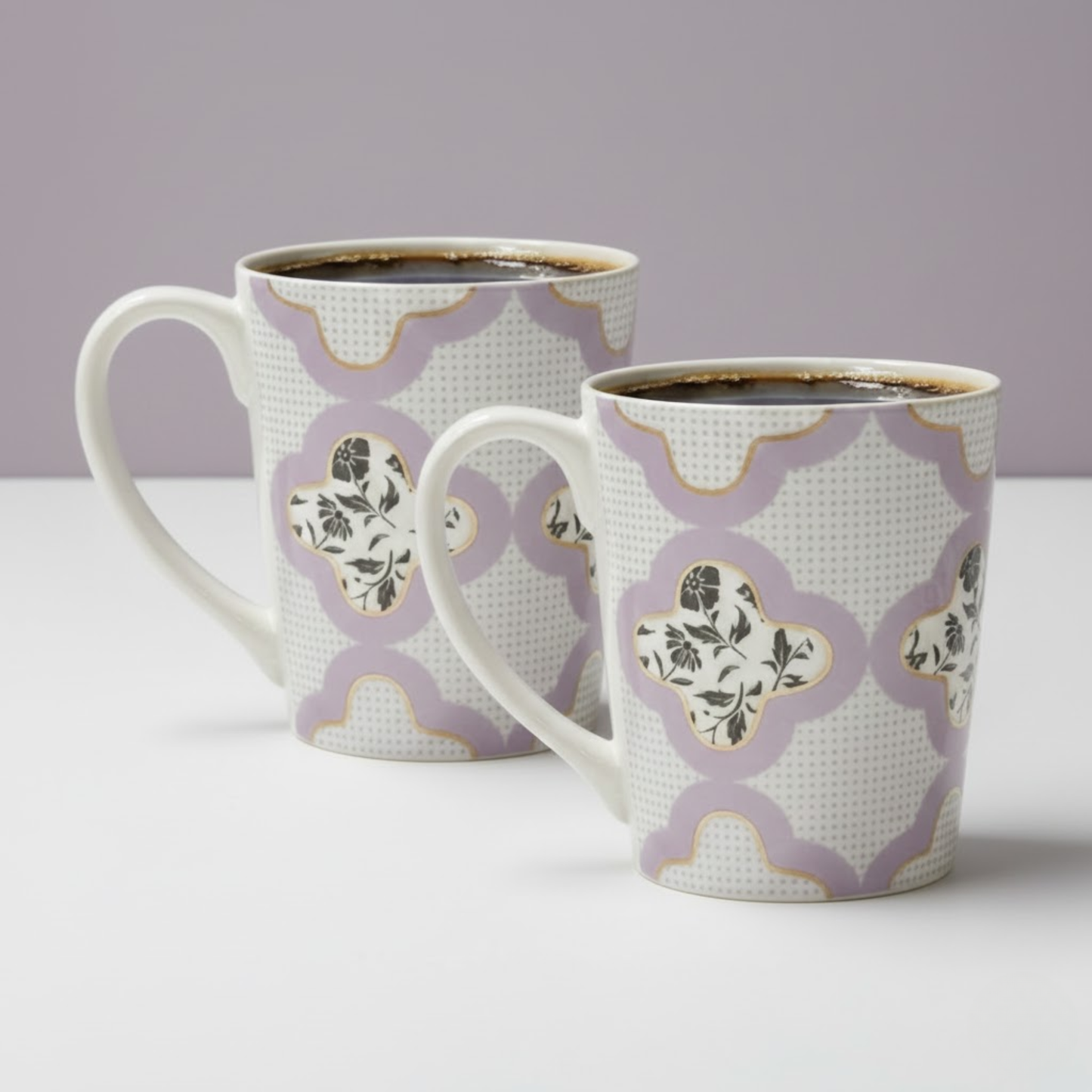 Clay Craft Lucas Pebble Purple Porcelain Mug  Set of 2, 350 ml Perfect for Tea, Coffee & Milk