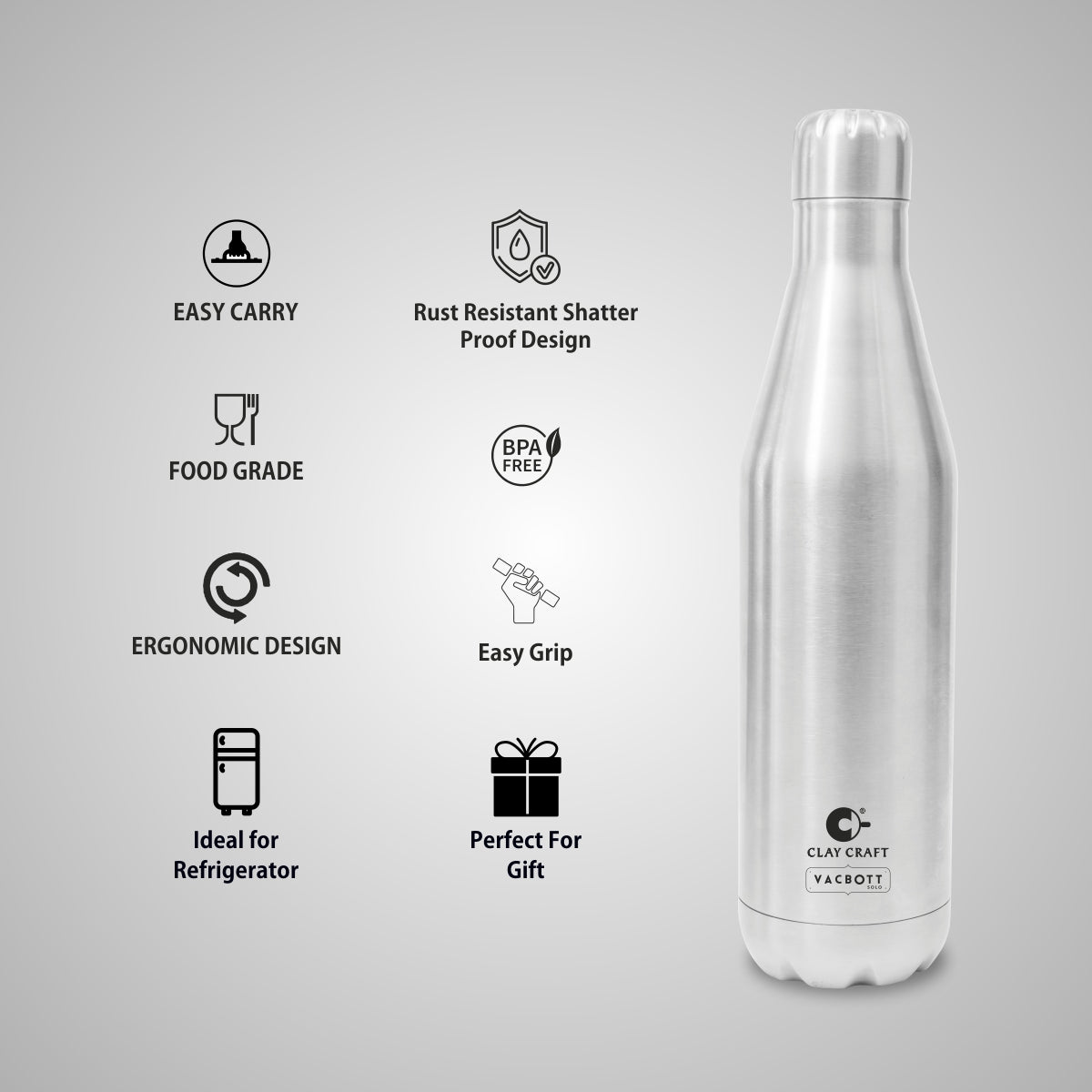 Vacbott Carbon Single Walled Non Insulated Water Bottle
