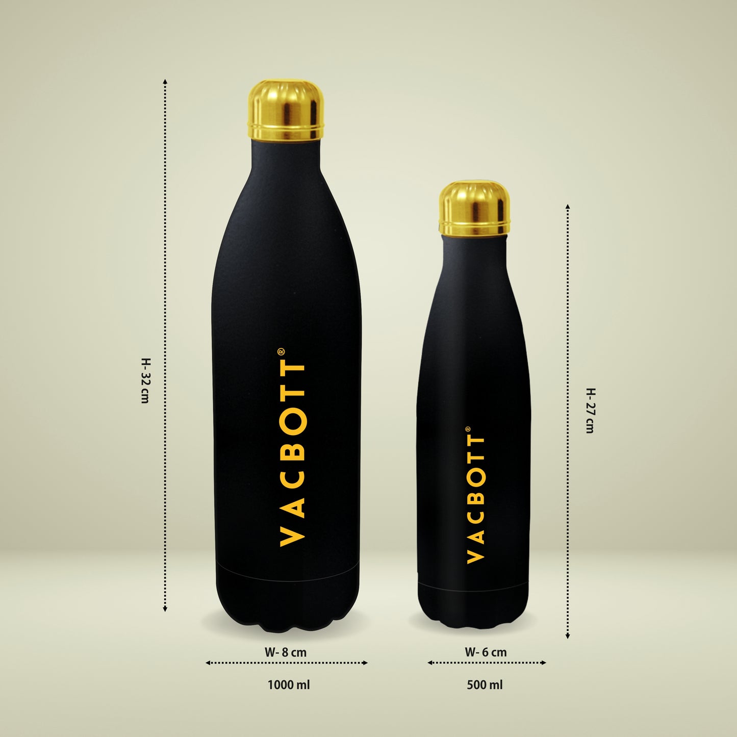 Vacbott Vaccum Bottle, Stark Double Walled 24 Hours Hot and Cold Water Bottle, Black Velvet. BIS Certified