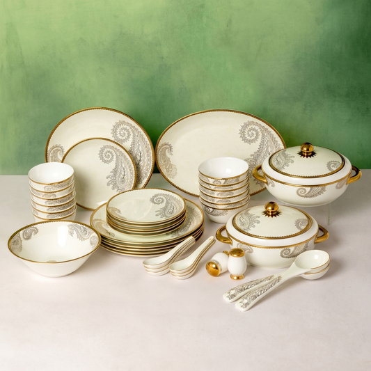Clay Craft Urmi Ebony Dinner Set of 40 Pcs (DLX-701)