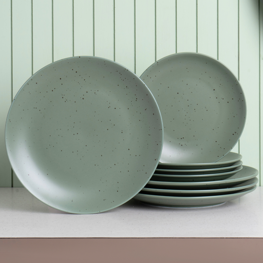 Grains Green Porcelain Dinner Set- 8 piece, For Family of 4