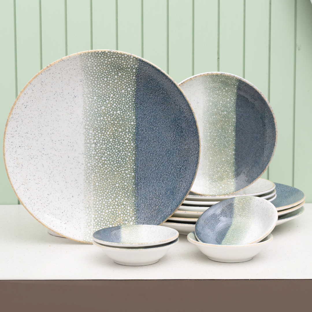 Textures Coral Porcelain Dinner Set- 12 piece, For Family of 4