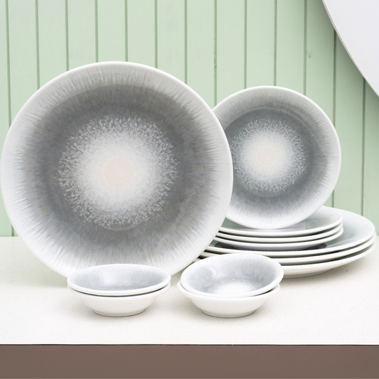 Textures Sway Porcelain Dinner Set- 12 piece, For Family of 4
