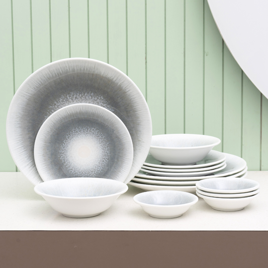 Textures Sway Porcelain Dinner Set- 14 piece, For Family of 4