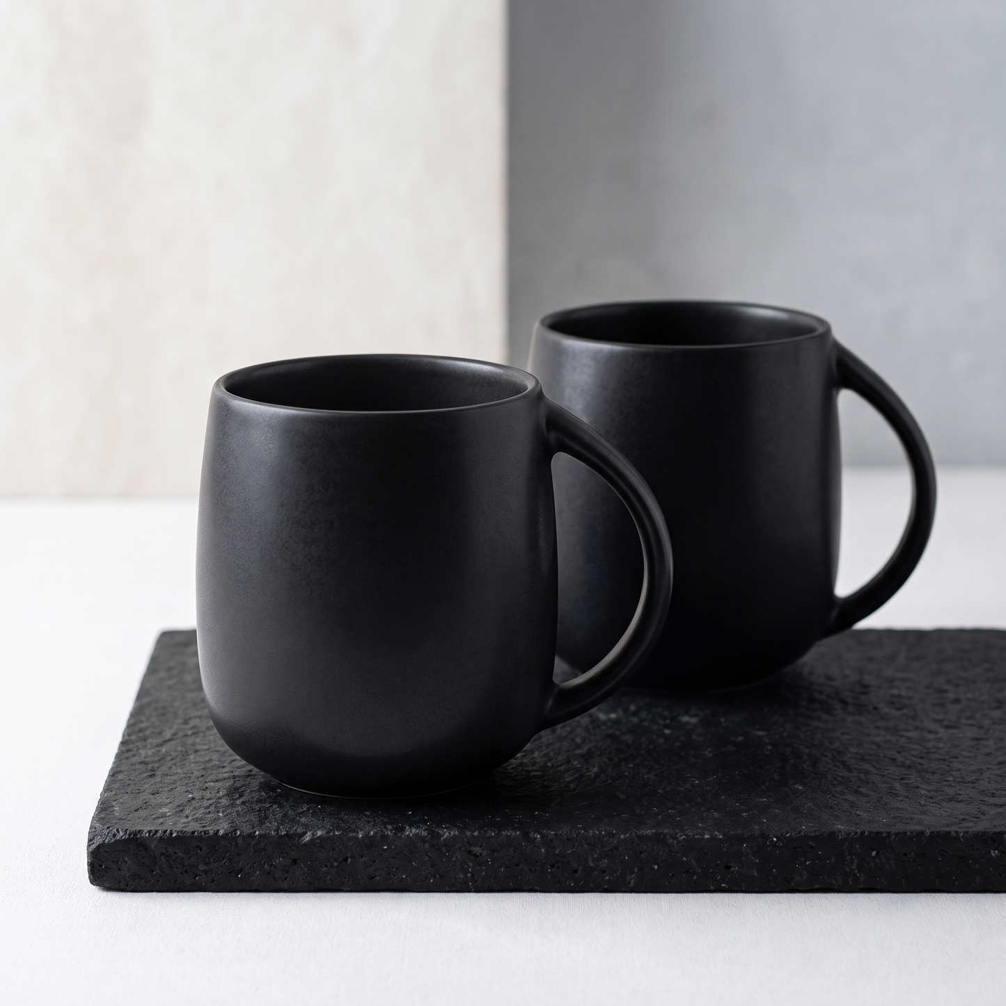 Bunty Pebble Pacha Ceramic Coffee & Milk Mug Set of 2, Black, 320ml Each
