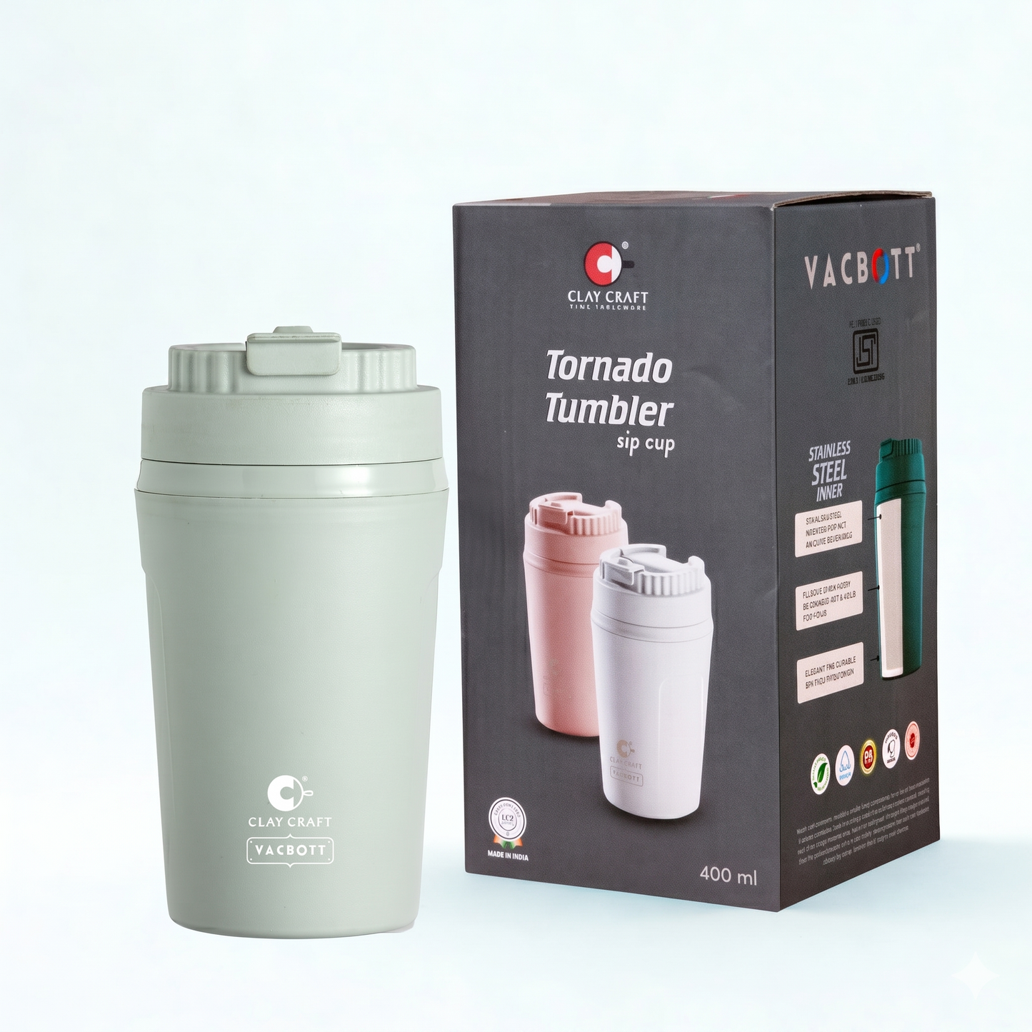 Vacbott Tornado Tumbler 400ml – PUF Insulated Double Walled Hot & Cold