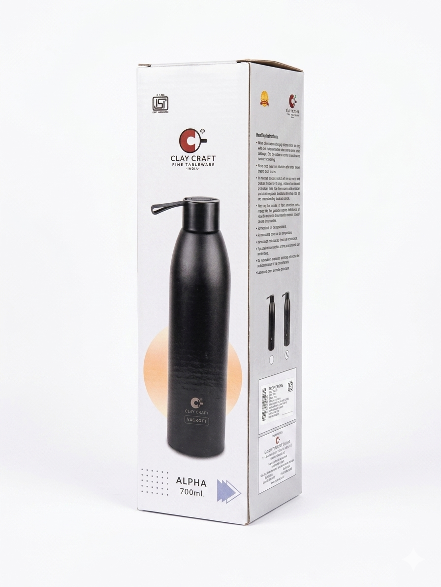 Vacbott Vacuum Bottle, Alpha 18 Hours Hot & 24 Hours Cold  Water Bottle Vacuum Insulated Hot & Cold Flask, Black Velvet. BIS Certified