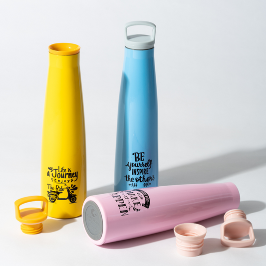 Vacbott Vaccum Bottle, Sleeko Peppy Double Walled 24 Hours Hot and Cold Water Bottle, BIS Certified,  700ml