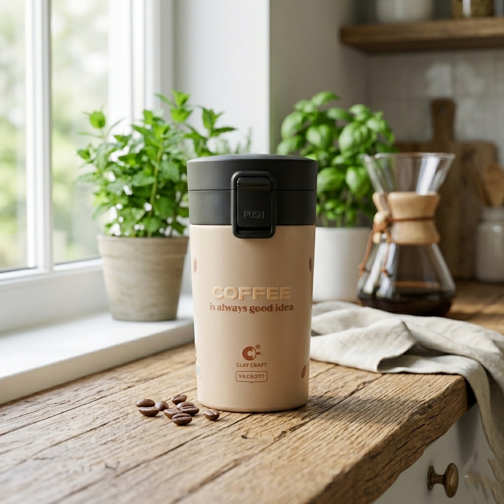 Vacbott Vacuum Insulated Caferoma Printed Tumbler Double Walled Hot 18 Hours and 24 Hours Cold Mug, 280 ml