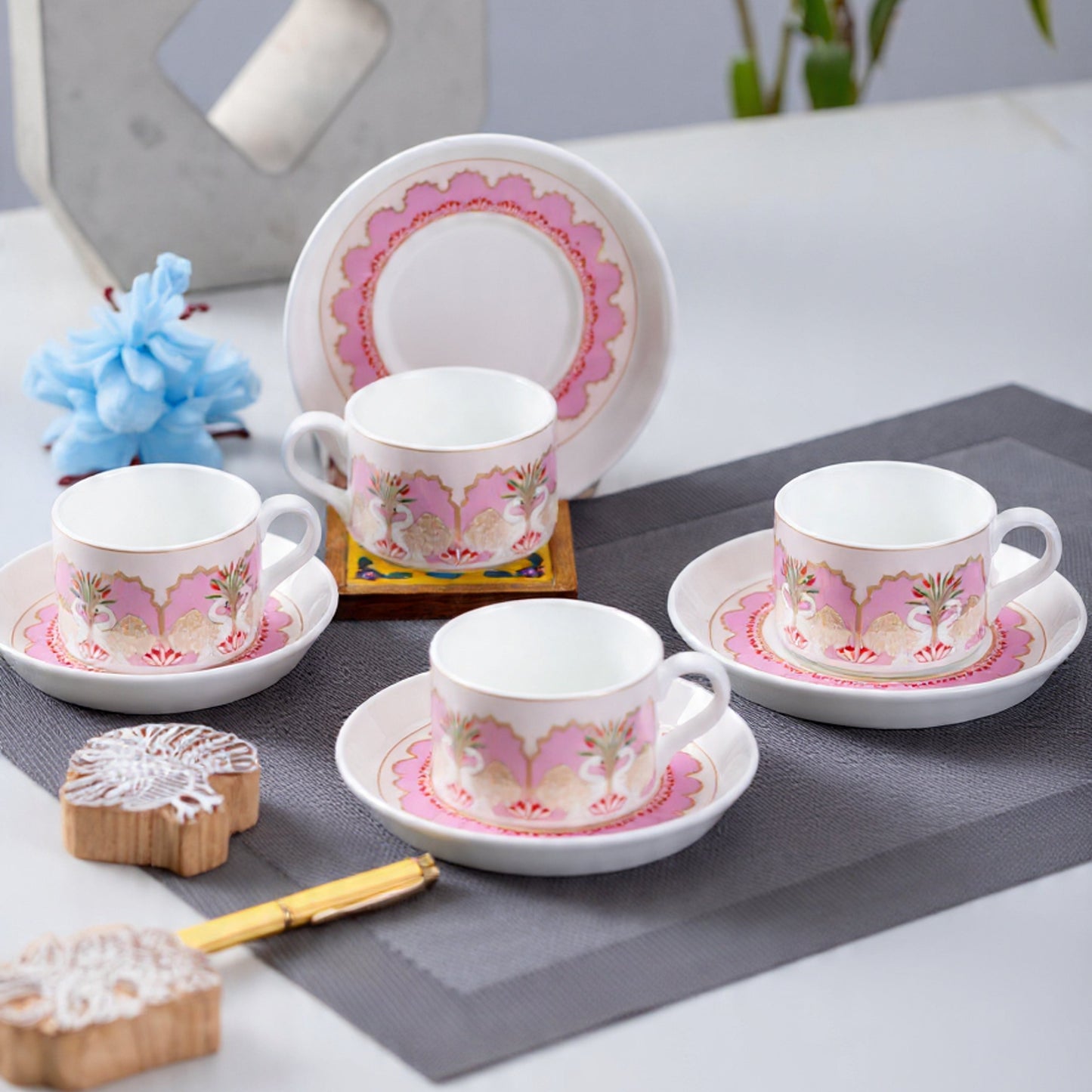 Clay Craft Rio Cup & Saucer, 135 ml, Set of 12 (6 Cups + 6 Saucers) (1207)