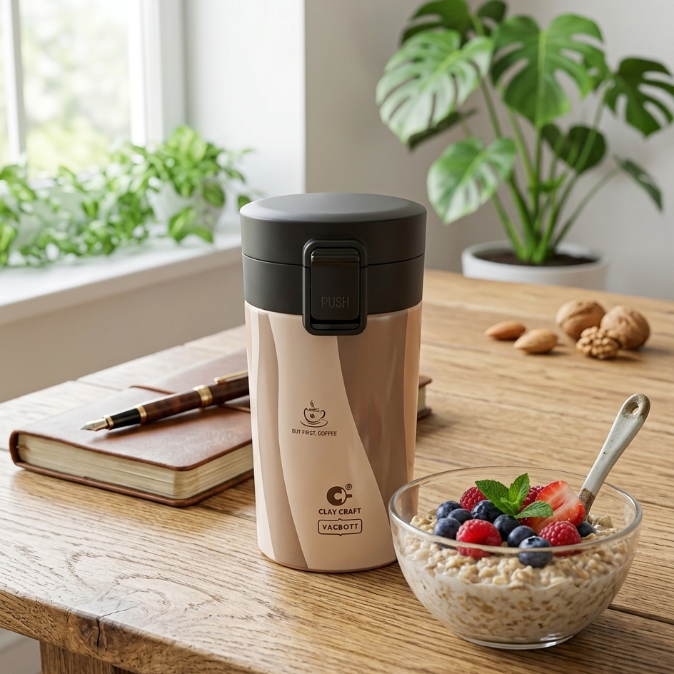 Vacbott Vacuum Insulated Caferoma Printed Tumbler Double Walled Hot 18 Hours and 24 Hours Cold Mug, 280 ml