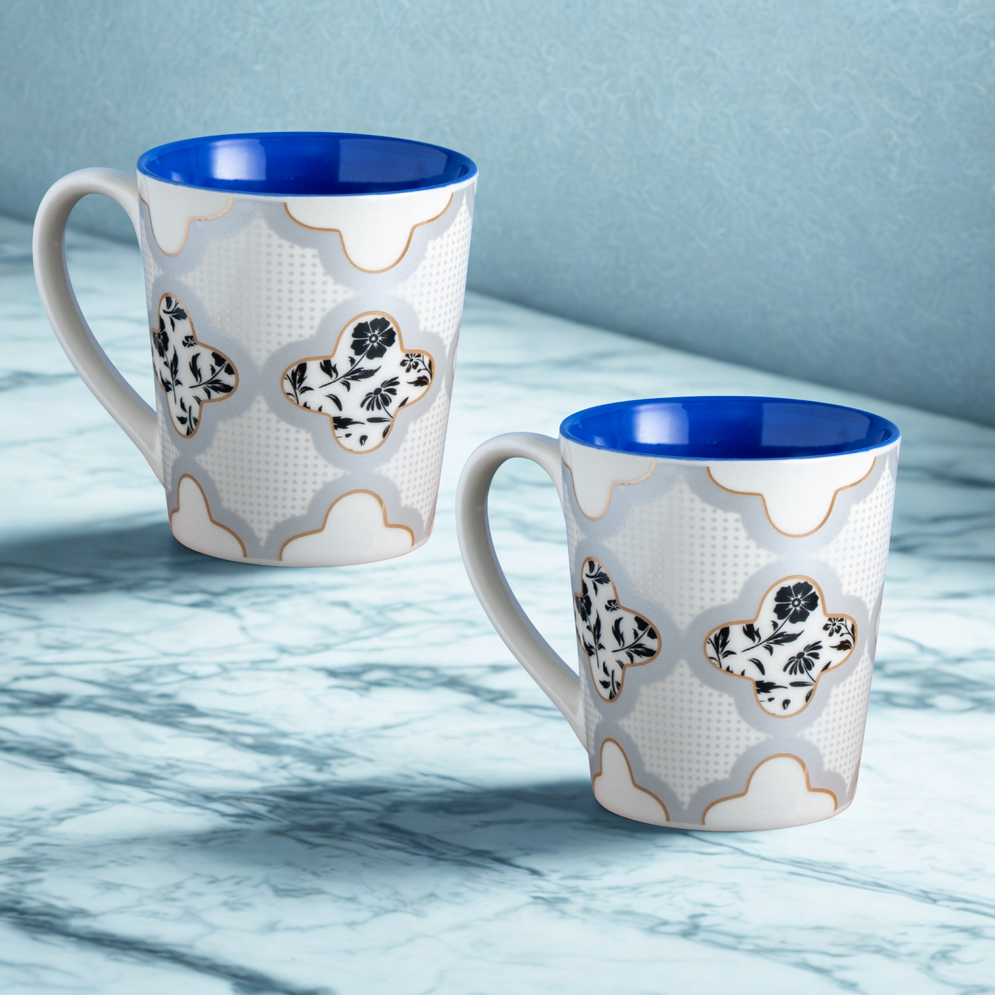 Clay Craft Lucas Pebble Grey Porcelain Mug  Set of 2, 350 ml Perfect for Tea, Coffee & Milk