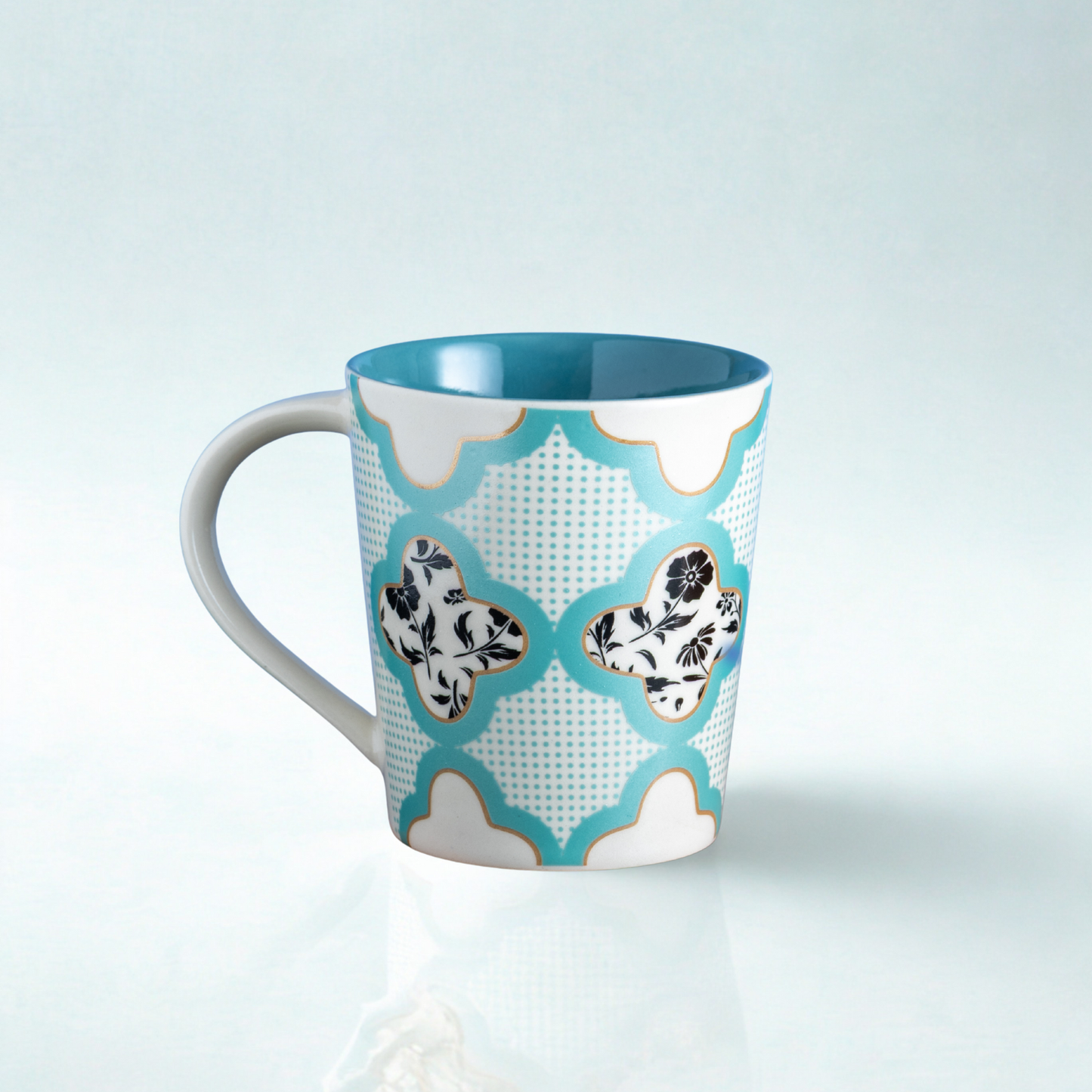 Clay Craft Lucas Pebble Teal Green Porcelain Mug  Set of 2, 350 ml Perfect for Tea, Coffee & Milk