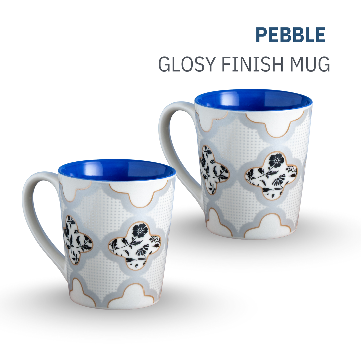 Clay Craft Lucas Pebble Grey Porcelain Mug  Set of 2, 350 ml Perfect for Tea, Coffee & Milk
