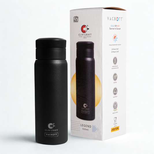 Vacbott Vacuum Bottle Legend Apex | One-Touch Lid | 24-Hour Hot & Cold 550ml| BIS Certified