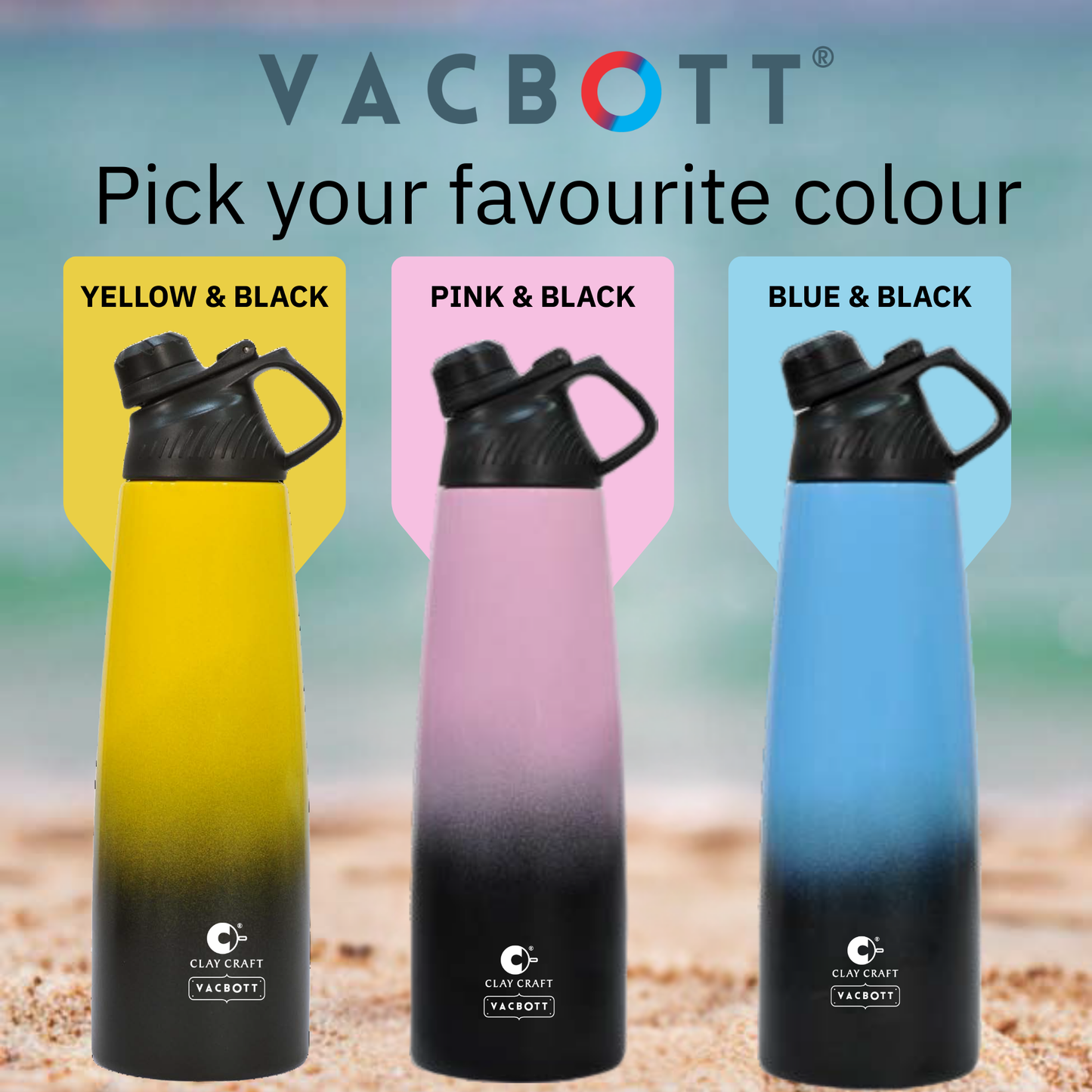 Vacbott Canon Duo Vacuum Insulated Double Walled Water Bottle 18 Hrs Hot & 24 Hrs Cold Stainless Steel Flask, BIS Certified, 1060ml