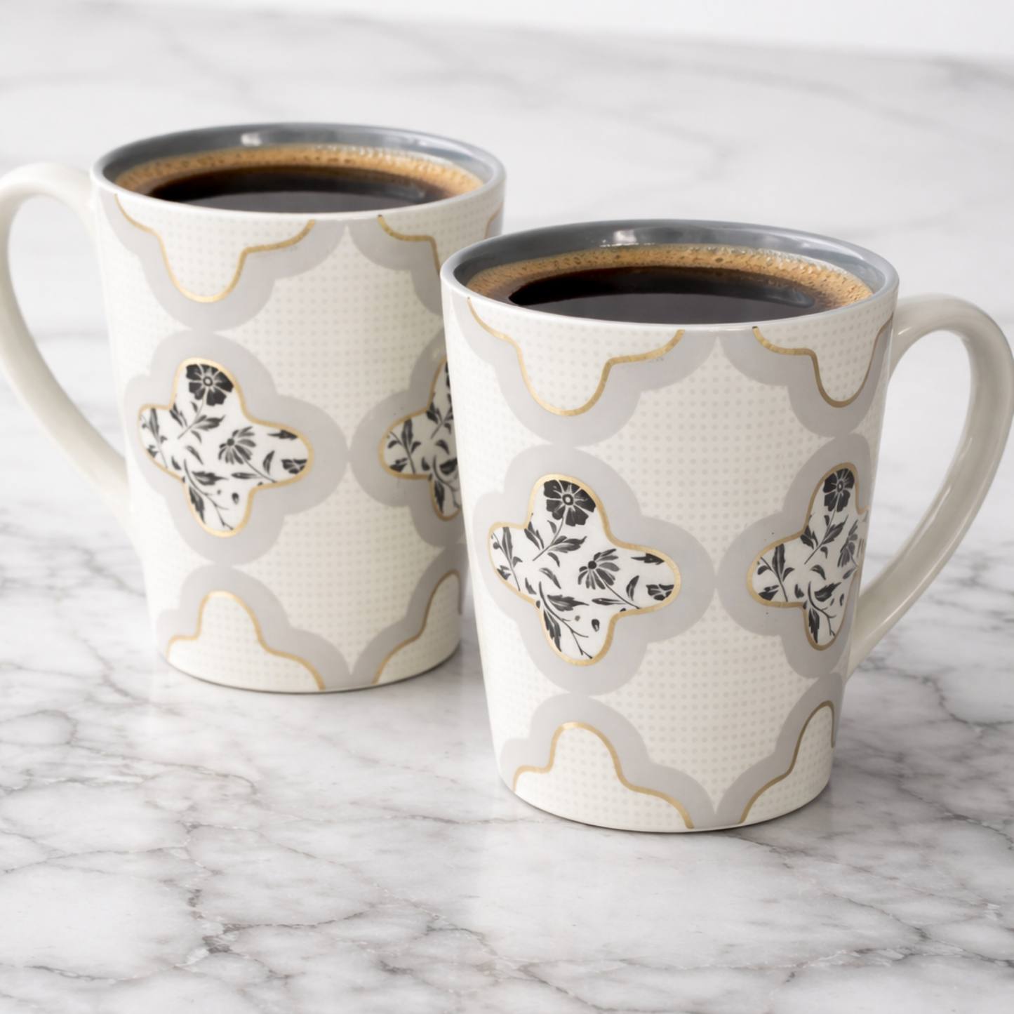 Clay Craft Lucas Pebble Grey Porcelain Mug  Set of 2, 350 ml Perfect for Tea, Coffee & Milk