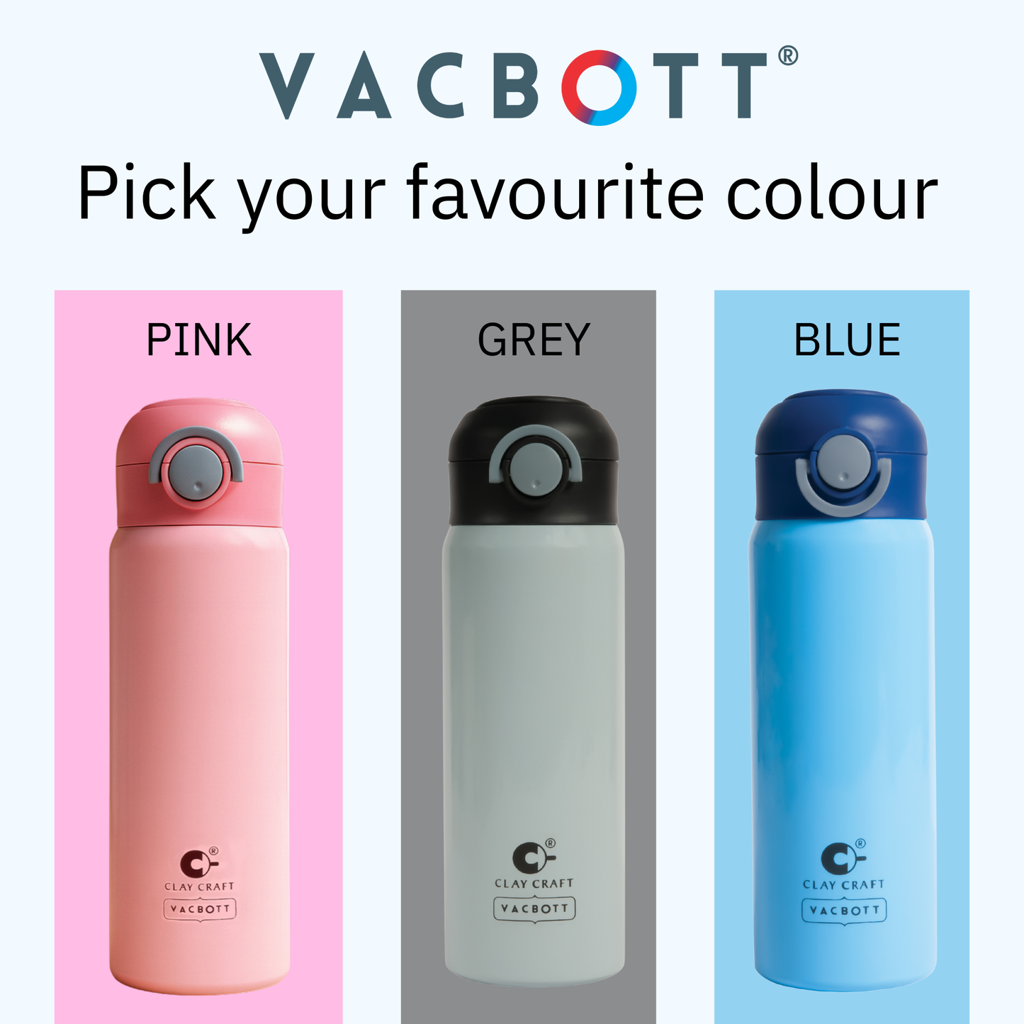 Vacbott Vacuum Bottle Sonic Pro One-Touch Lid | 24-Hour Hot & Cold 550ml| BIS Certified