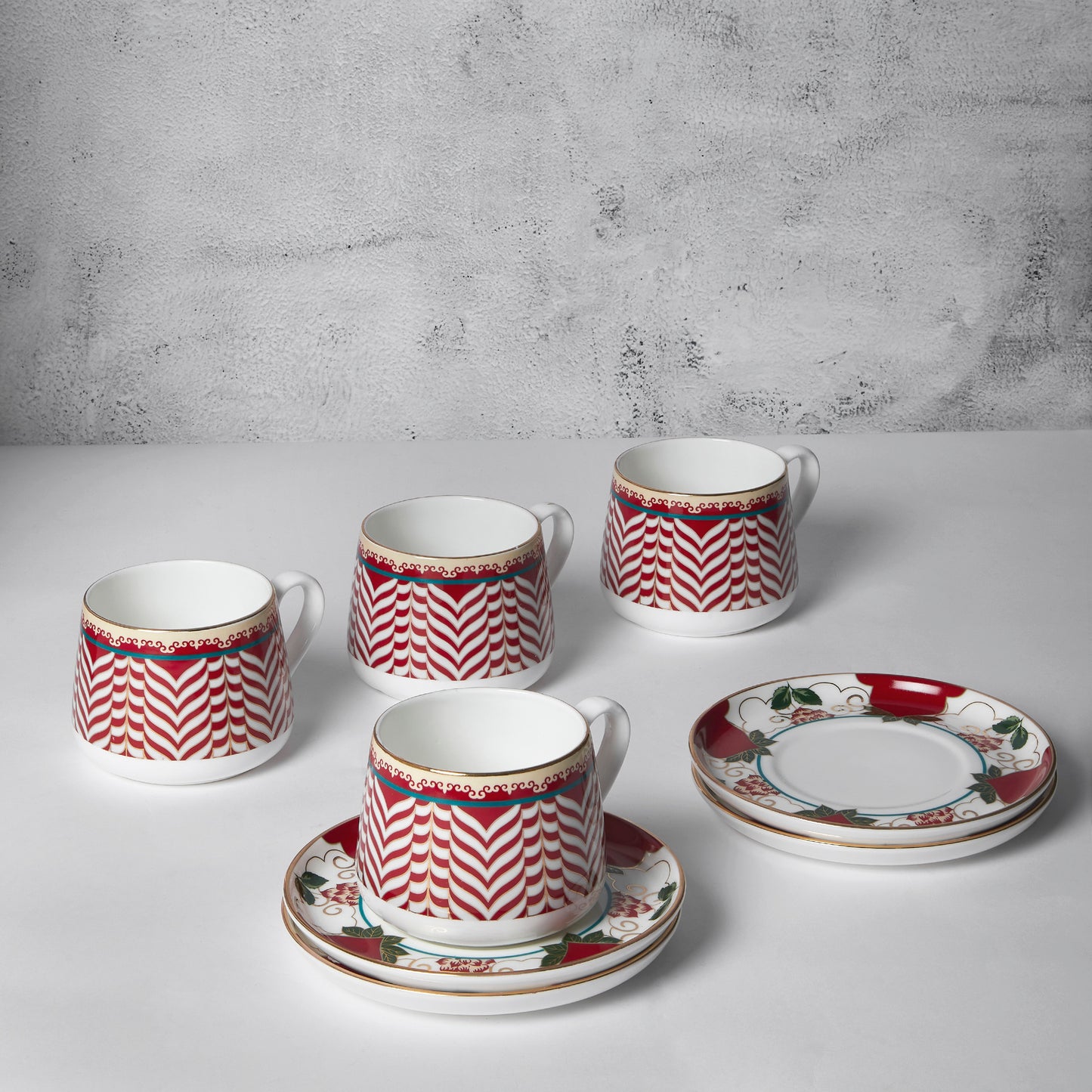 India Circus Blushed Orchard Cup and Saucer Set of 8