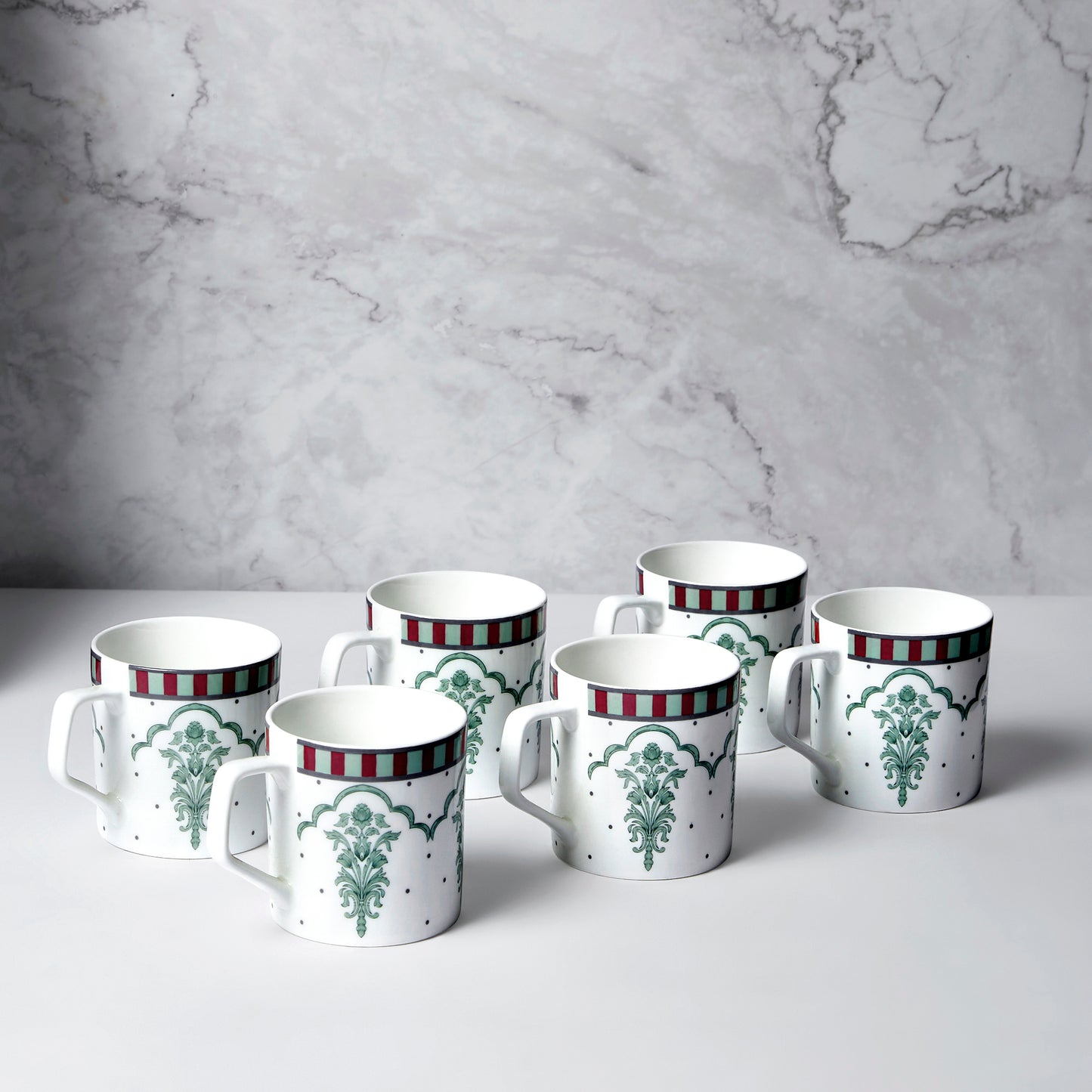 India Circus Director Sage Luxe Coffee Mug Set of 6