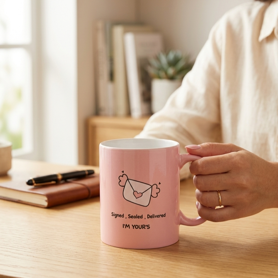Swing Pebble Ceramic Coffee & Milk Mug with Printed Quotes, 350ml, (PB379)