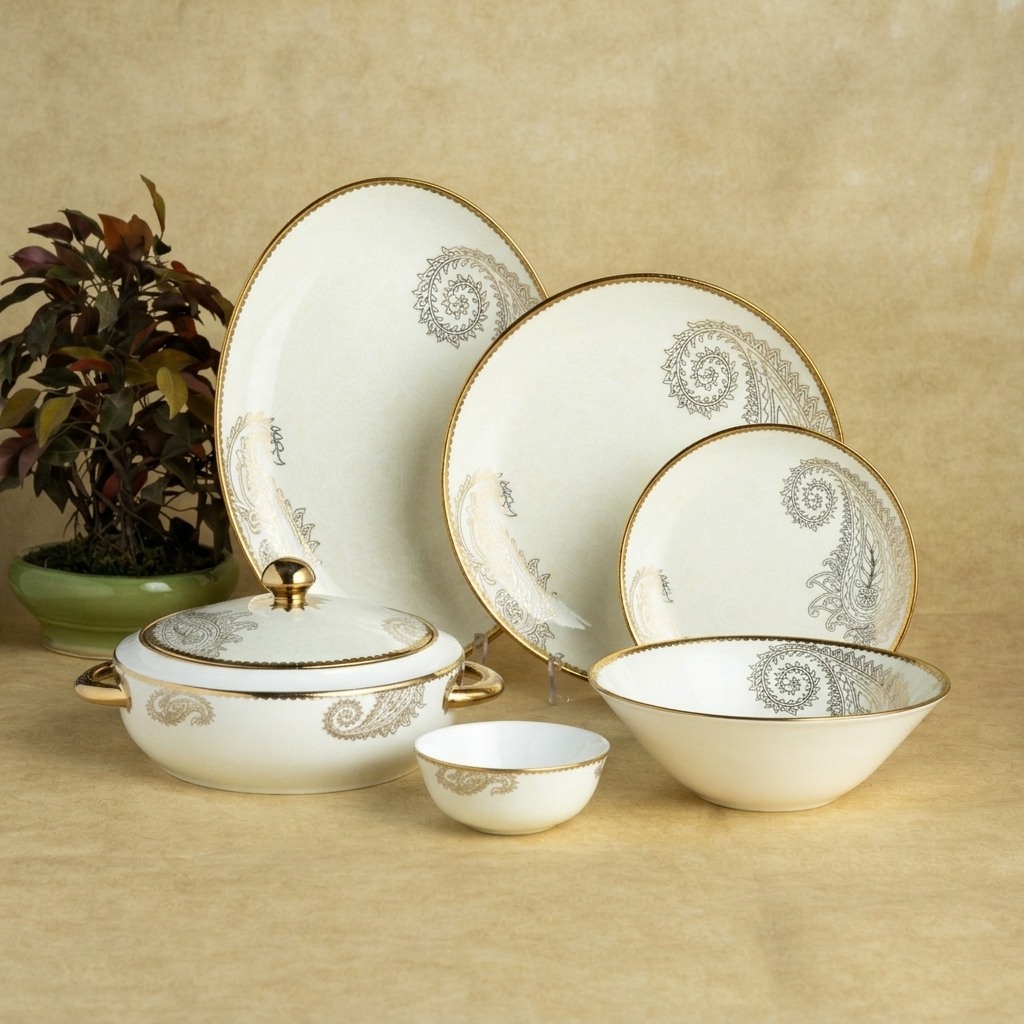 Clay Craft Urmi Ebony Dinner Set of 40 Pcs (DLX-701)