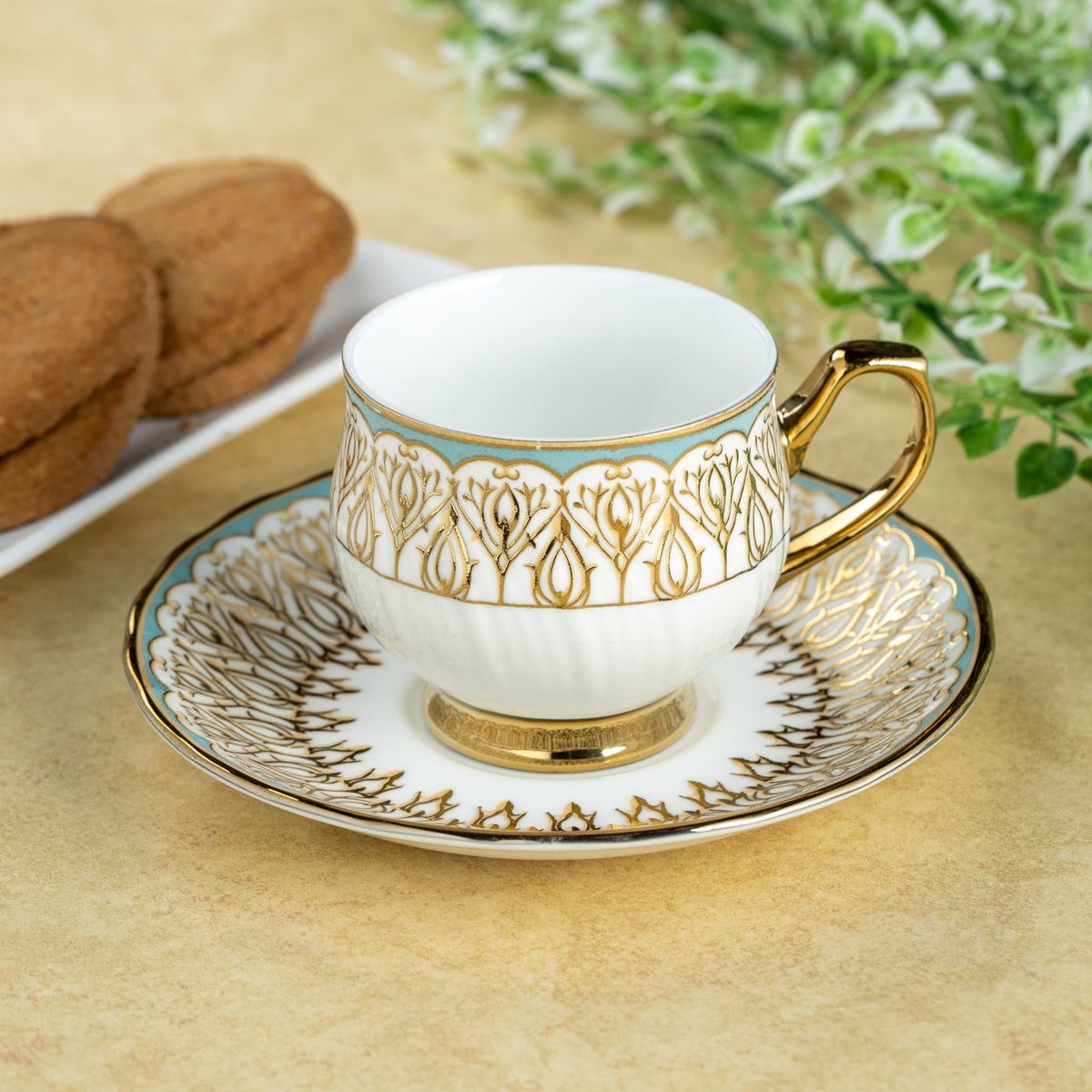 Clay Craft Karina Ebony Ceramic Cup & Saucer Set, 180ml, Set of 12 (E629)