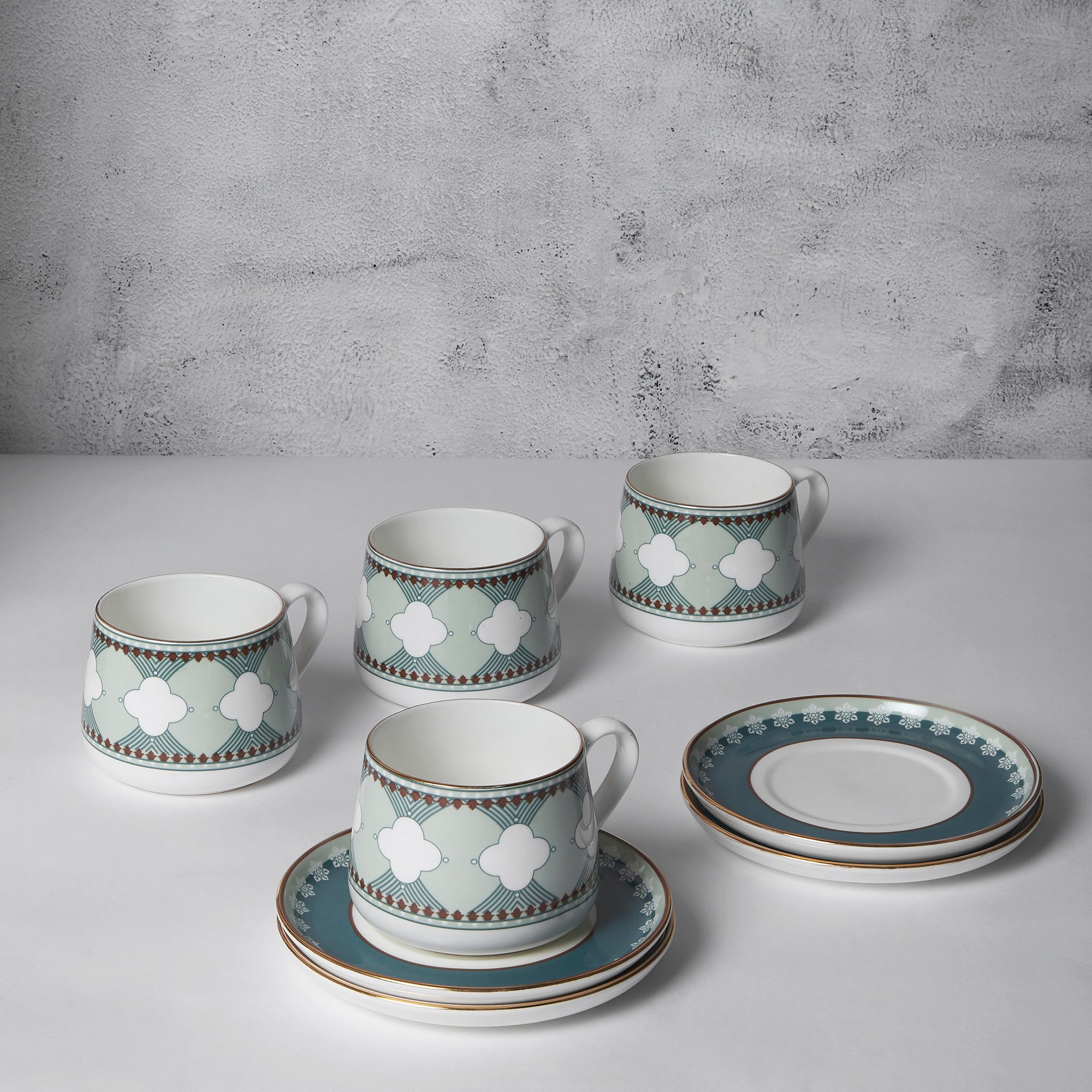 Buy India Circus Grandeur Green Ceramic Cups and Saucers Online