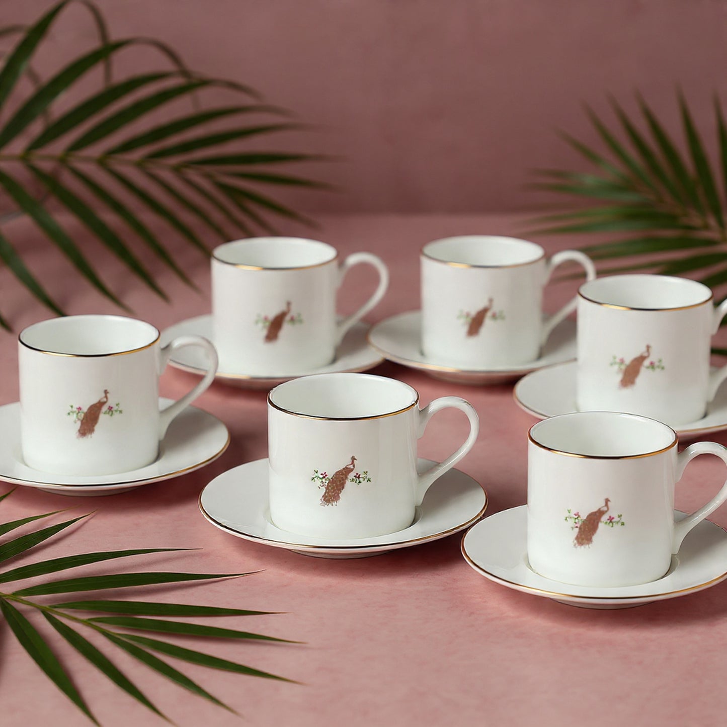 JCPL Luke Pristine Cup & Saucer, Set of 12 (6 Cups + 6 Saucers), (P406)
