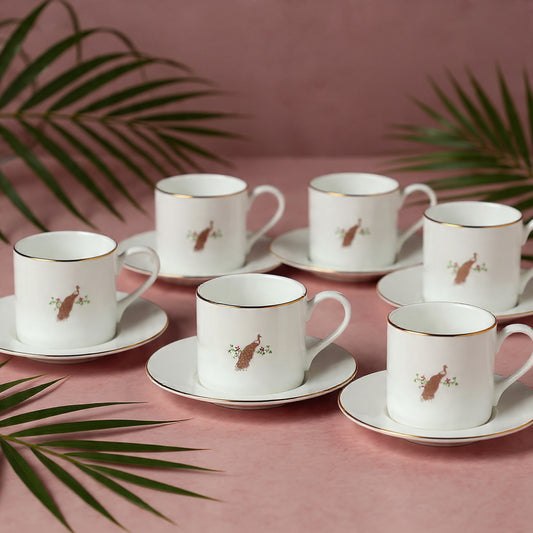 JCPL Luke Pristine Cup & Saucer, Set of 12 (6 Cups + 6 Saucers), (P406)