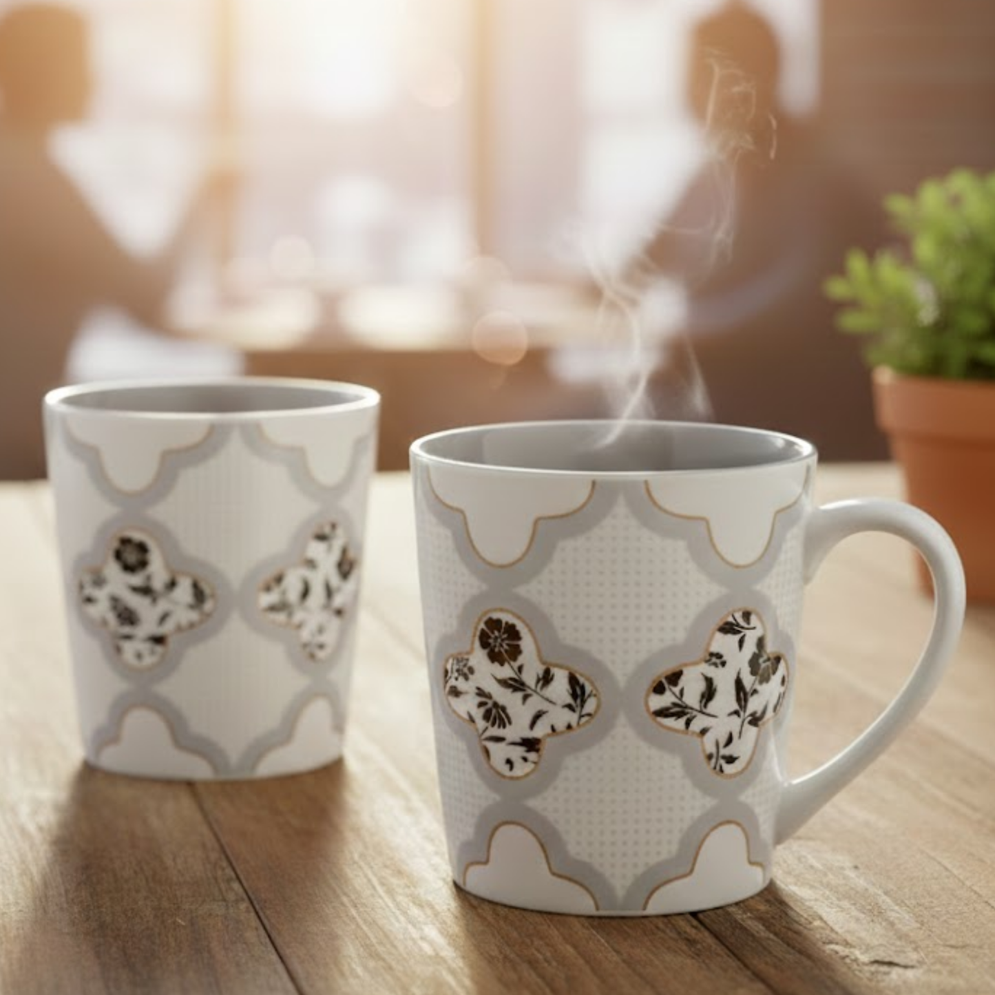 Clay Craft Lucas Pebble Grey Porcelain Mug  Set of 2, 350 ml Perfect for Tea, Coffee & Milk