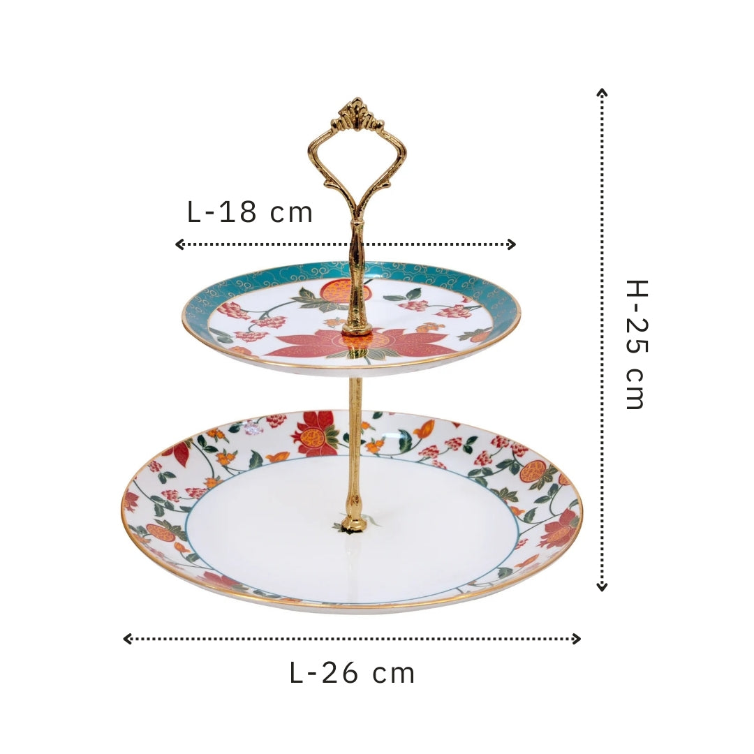 India Circus Blushed Orchard Two Tier Cake Stand, 1 piece