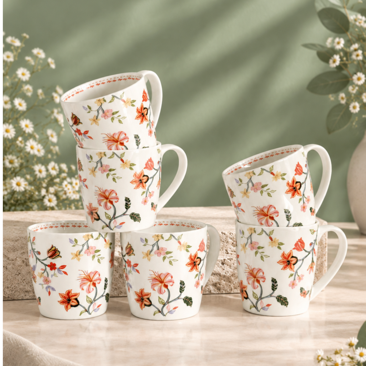 Magique x Clay Craft – Hello Sunshine Alton Coffee Mug Set of 6, 180 ml, FC467