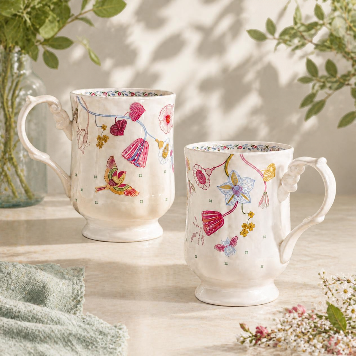 Magique by The Wishing Chair x Clay Craft, Sweet Pea Maharani Milk Mug, Set of 2, 300ml each