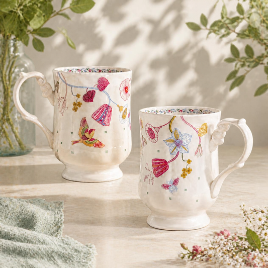 Magique by The Wishing Chair x Clay Craft, Sweet Pea Maharani Milk Mug, Set of 2, 300ml each