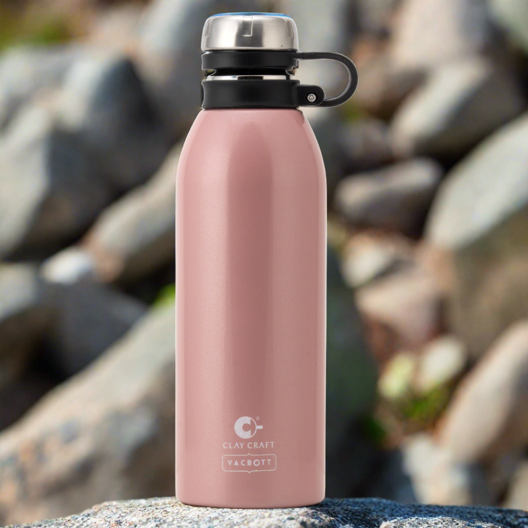 Vacbott Vaccum Bottle, Charlie Coral Double Walled 24 Hours Hot and Cold Water Bottle, BIS Certified, 900ml