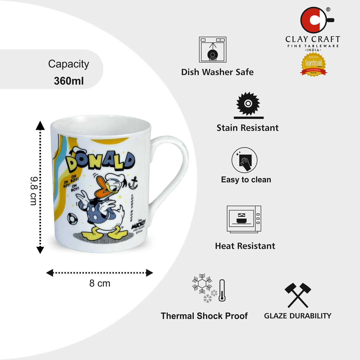 Disney Donald Duck Cartoon Print  Coffee & Milk Mug 1 Piece (360ml)