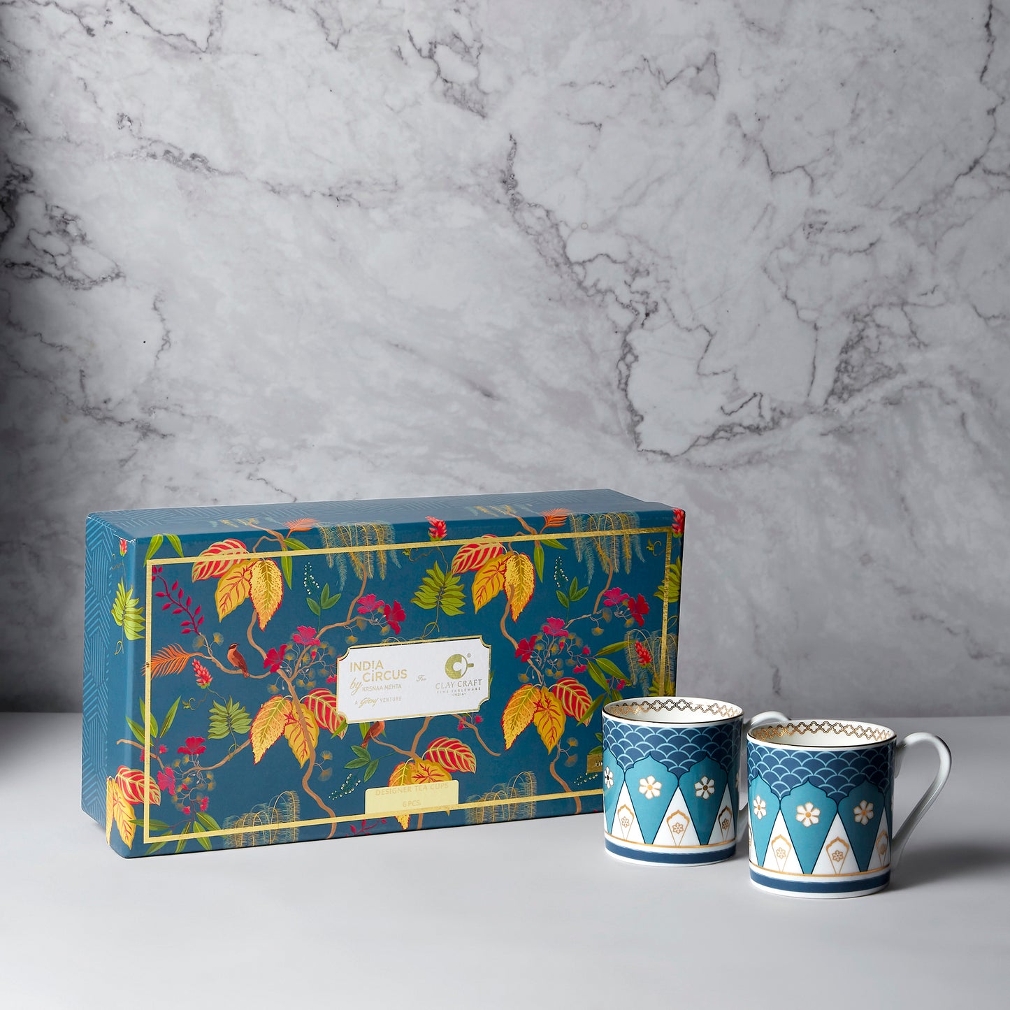 India Circus Oceanic Opulence  Melon Coffee Mug Set of 6